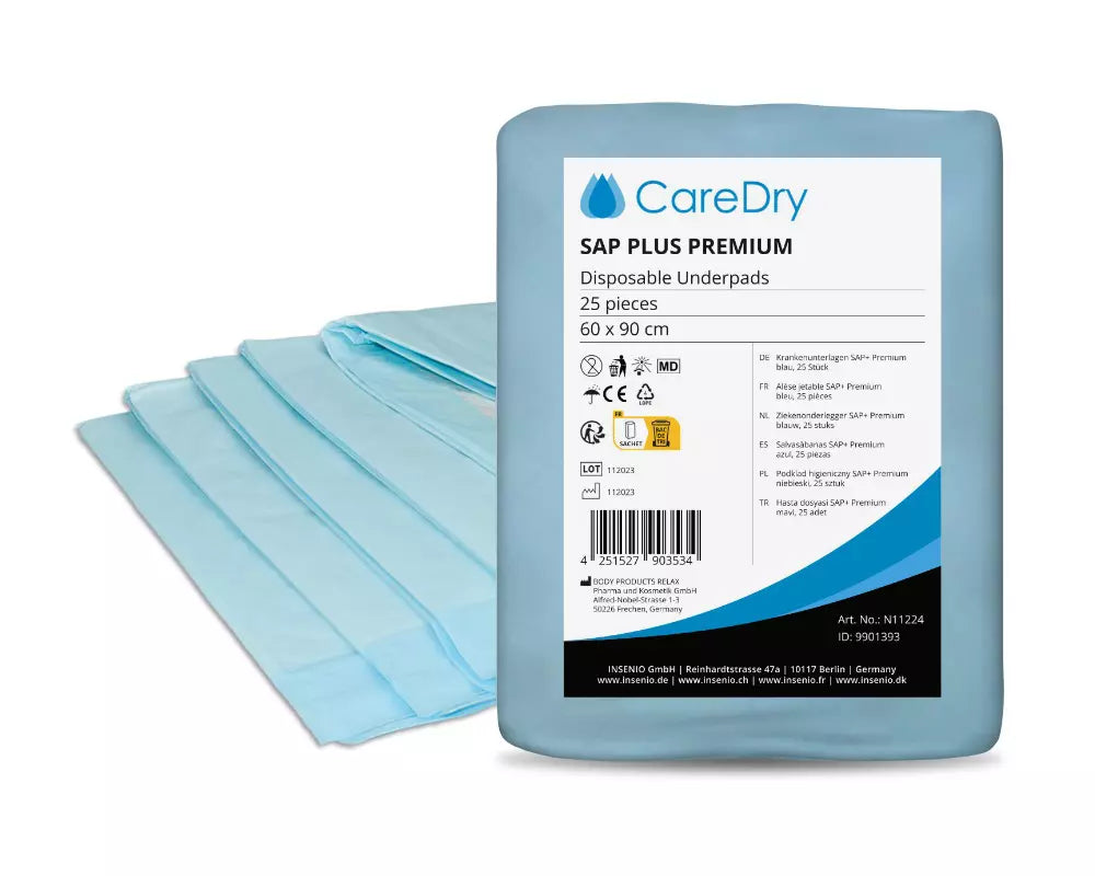 CareDry Krankenunterlagen SAP Plus Premium 60x90 | 25 Stück
