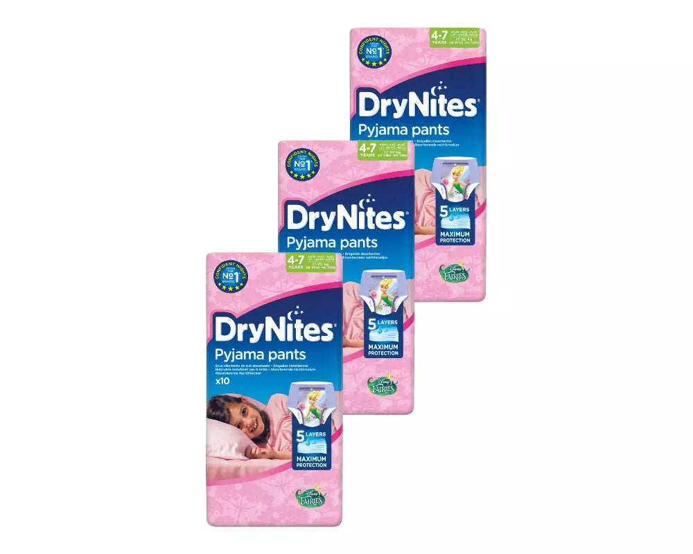 DryNites Pyjama Pants Girl 4-7 Jahre | 3 x 10 Stück