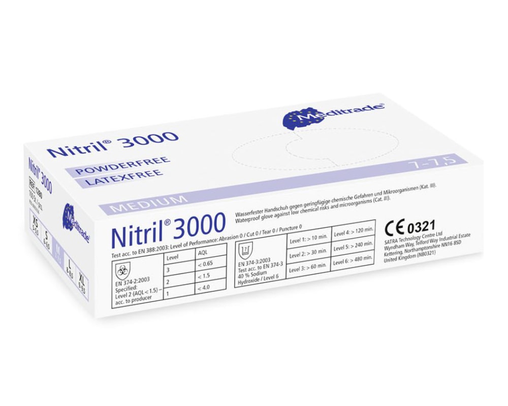 Meditrade Nitril 3000 Nitrilhandschuhe weiss – Ansicht 2