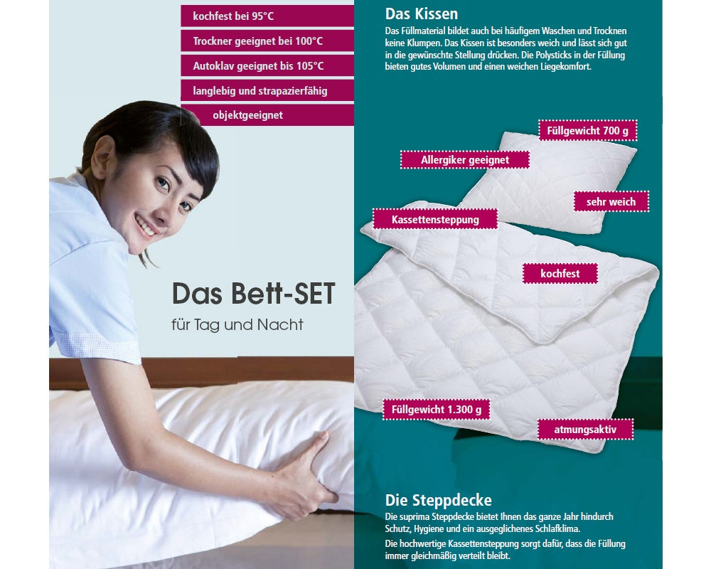 suprima 3810 Bett-Set (Steppdecke + Kissen 80x80) – Ansicht 2
